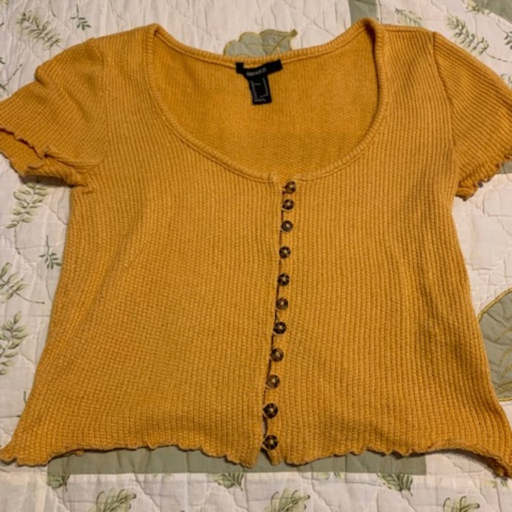 Forever 21,  crop top, summer, spring, yellow, new